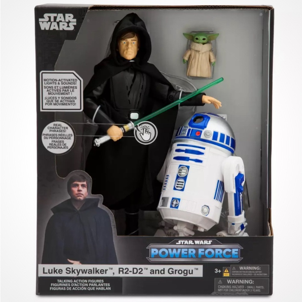 Luke Skywalker R2-D2 & Grogu Talking Action Figure Set Star Wars Power Force NEW